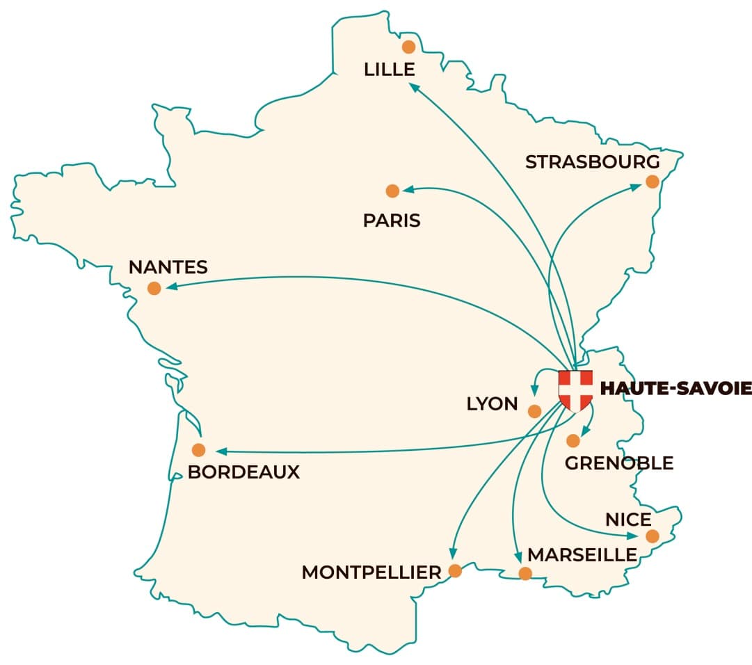 Carte de France des destinations médicales